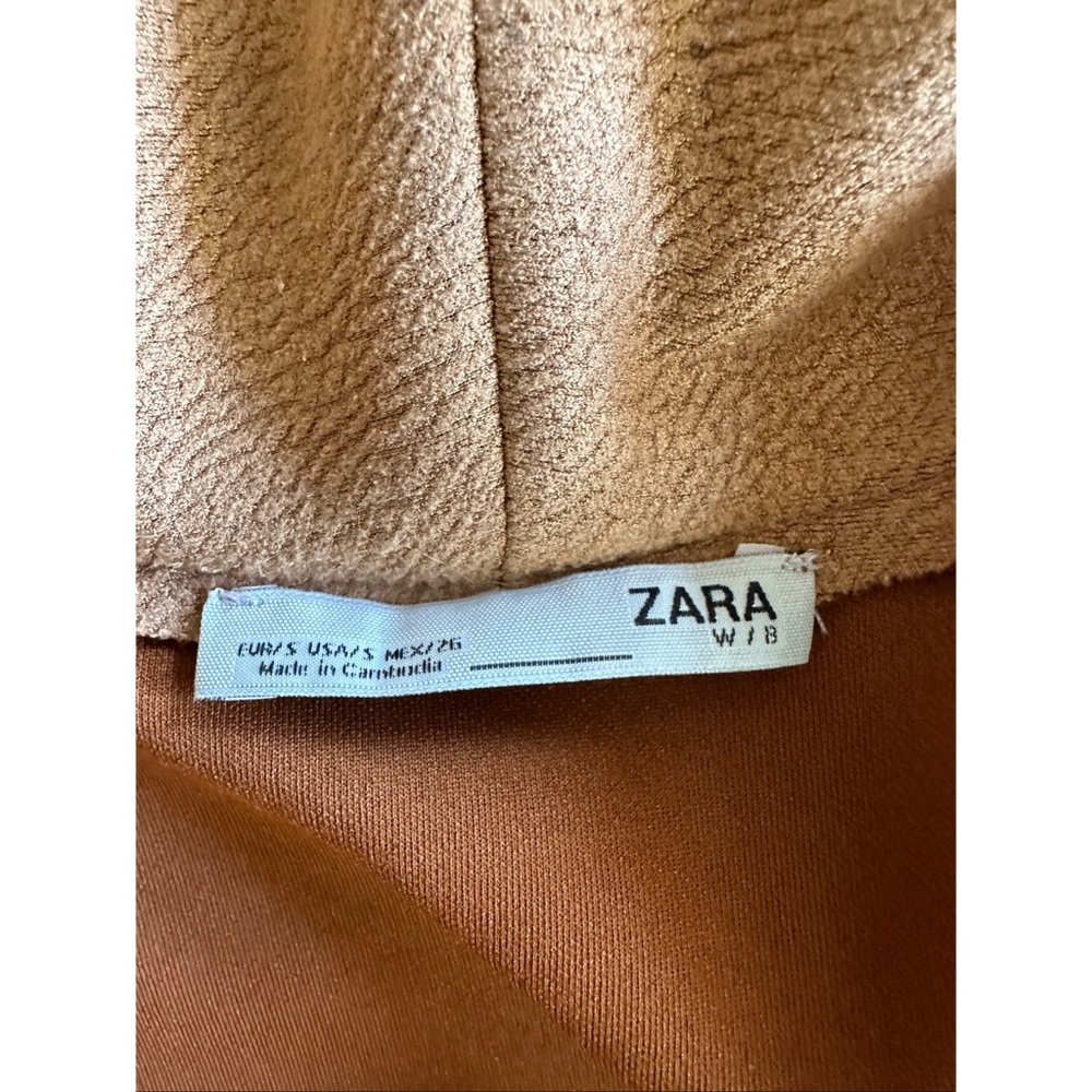 Zara Faux Suede Camel Longline Open Coat, S - Picture 11 of 16